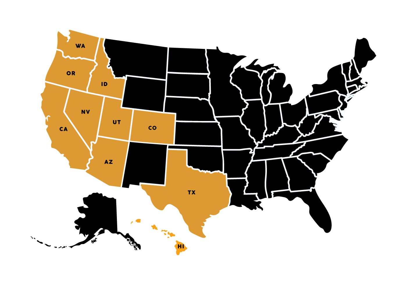 US map - licensed states